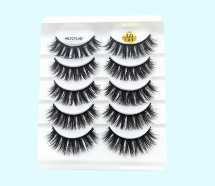 💋Velora 3D Mink False Eyelashes – Soft Cotton Band, 5 Pairs Glam Set