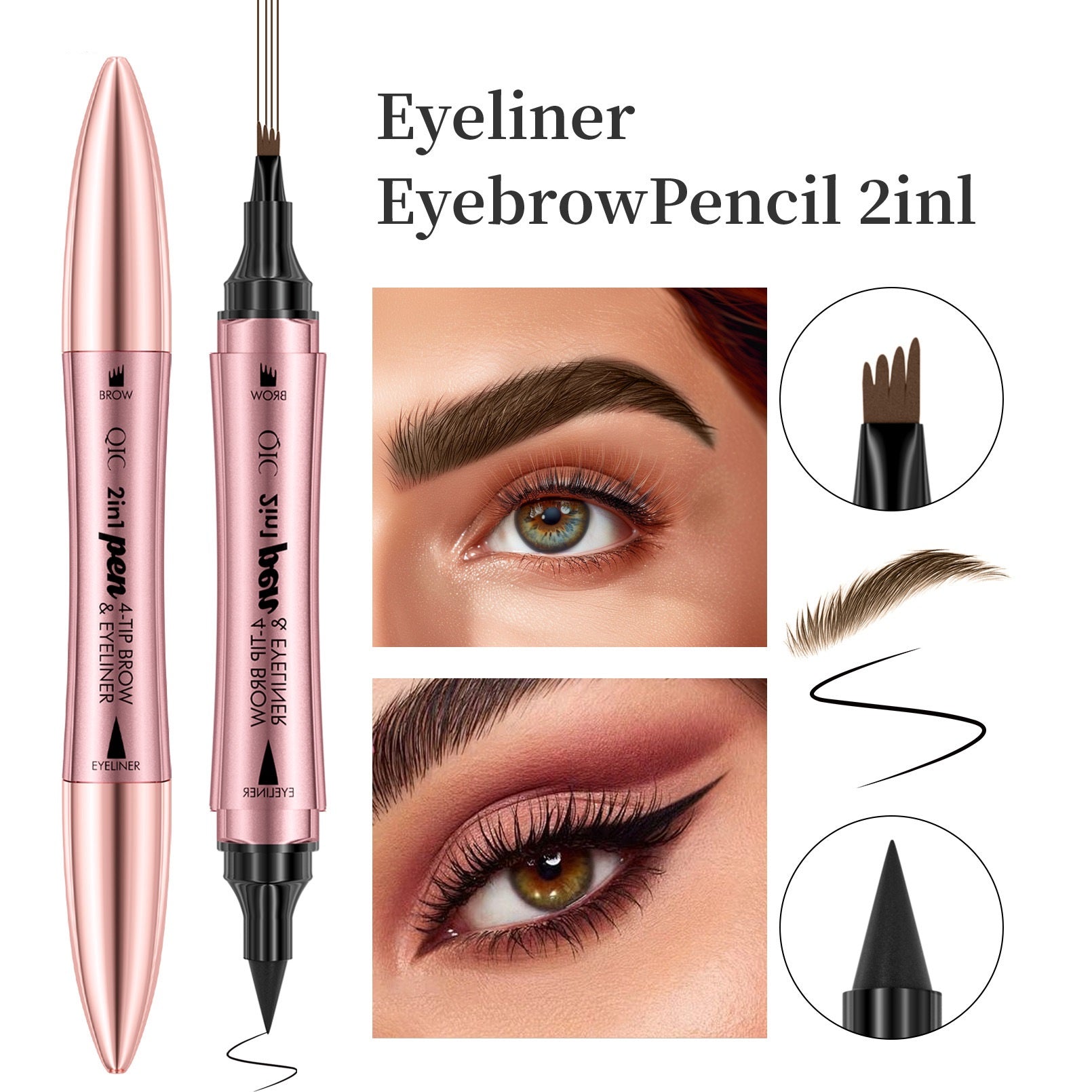 🔥4D Microblading Dual-Ended Eyebrow Pen™ – Natural Hair Stroke Brow + Precision Eyeliner (Waterproof & Smudge-Proof)
