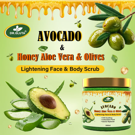 🥑Avocado & Olive Glow Body Scrub (500ml) – Deep Exfoliating + Skin Brightening Polish