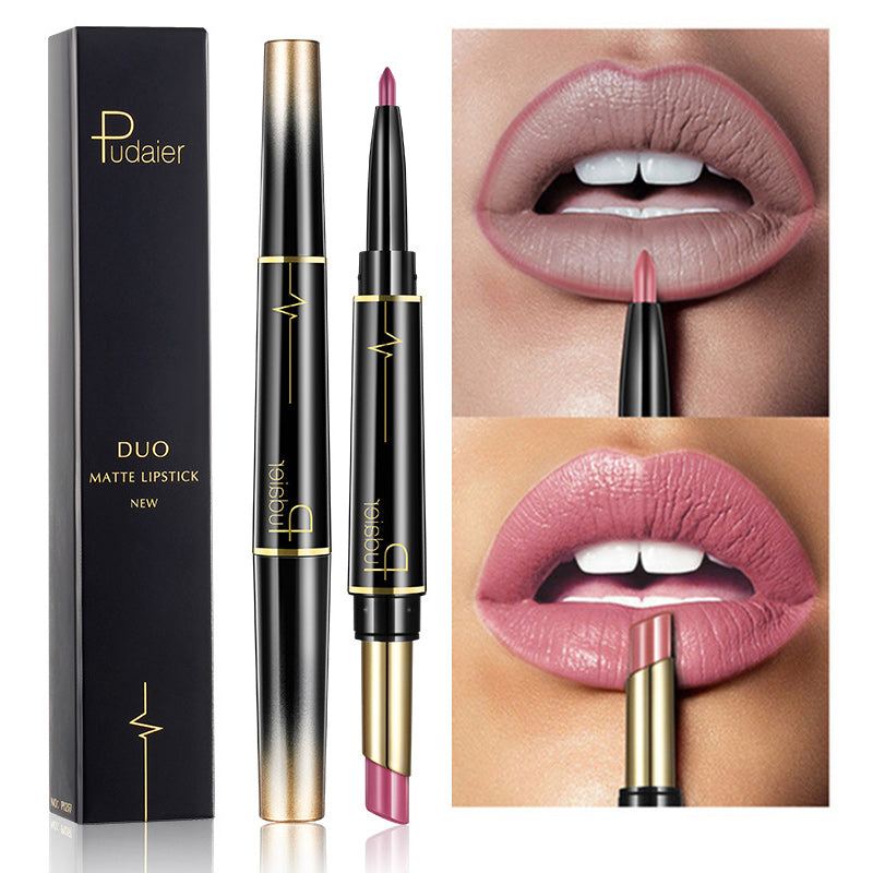 💄Double-Ended Lipstick & Lip Liner — Long-Lasting Matte, 16 Shades