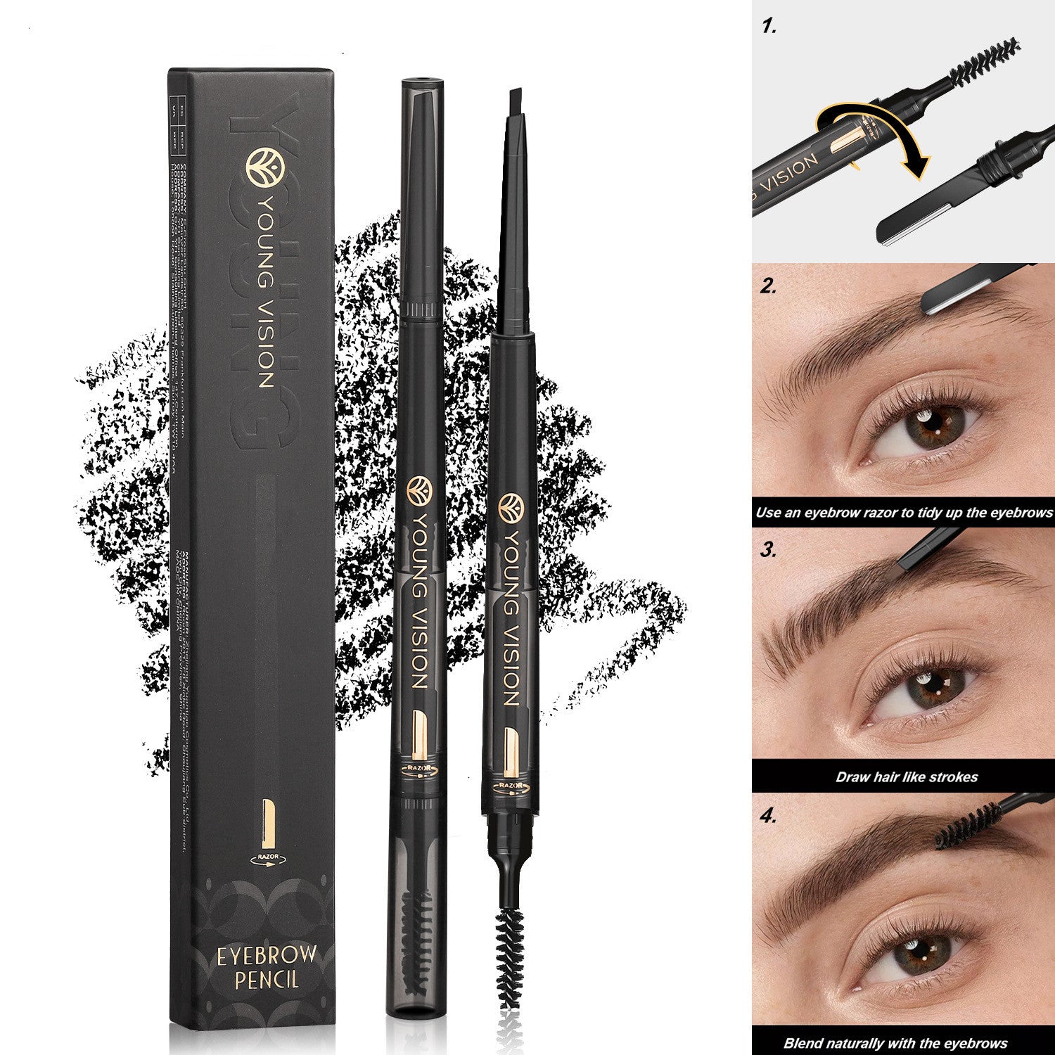 🌿FogSense™ 3-In-1 Waterproof Eyebrow Pencil – Smudge Proof Natural Brow Definer
