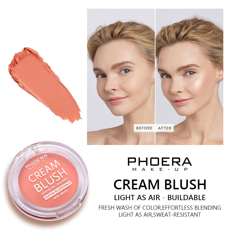 💗PHOERA Light & Brightening Cream Blush – Natural Radiant Glow Cheek Tint (Long-Lasting, Blendable, 8 Shades)
