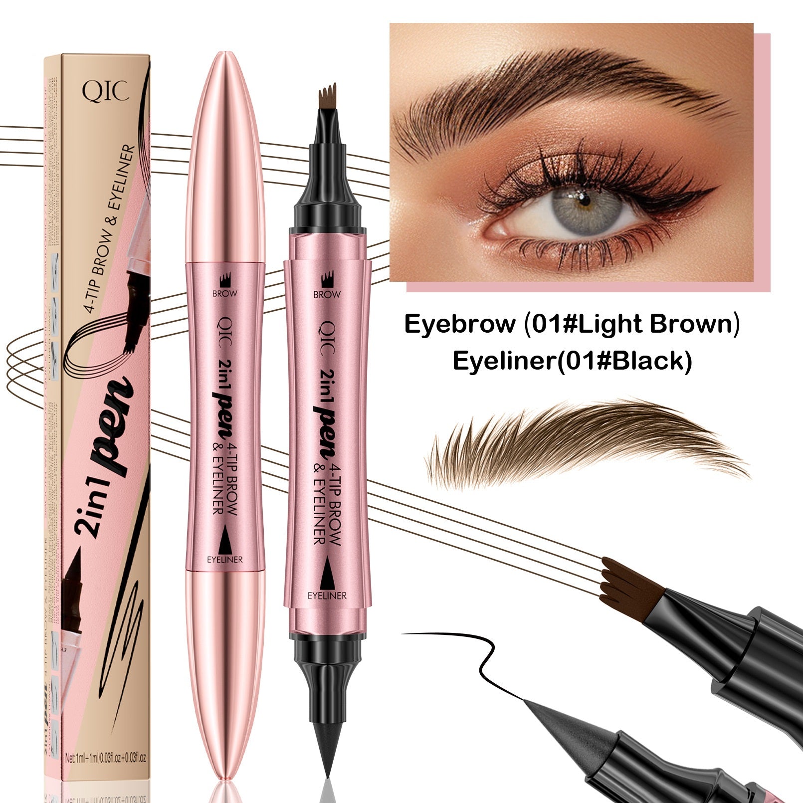 🔥4D Microblading Dual-Ended Eyebrow Pen™ – Natural Hair Stroke Brow + Precision Eyeliner (Waterproof & Smudge-Proof)