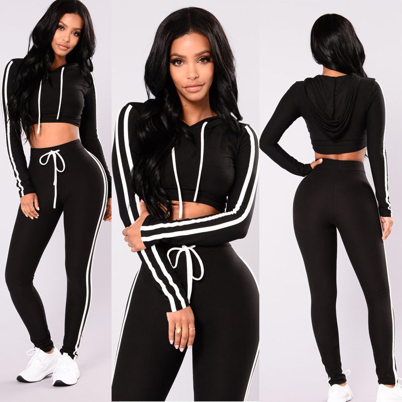 🔥Women’s Slim Fit Crop Hoodie Tracksuit Set – 2 Piece Casual Lounge & Streetwear Outfit
