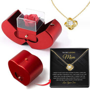 Fashion Jewelry Box Red Apple Christmas Gift Necklace Eternal Rose For Girl Mother's Day Valentine's Day Gifts With Artificial Flower Rose Flower Jewelry Box