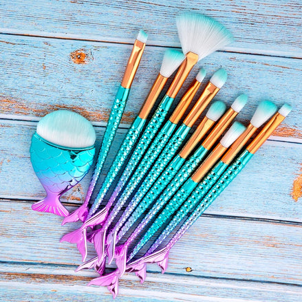 ✨ 11PCS Mermaid Makeup Brush Set (All-In-One Kit)