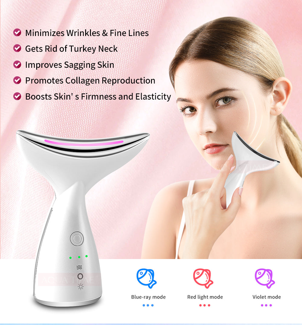 💎EMS Microcurrent Neck & Face Lifting Device – 3 Color LED Photon Therapy for Skin Tightening, Jawline Sculpting & Double Chin Appearance Reduction
