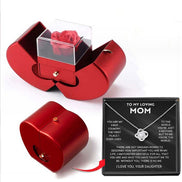 Fashion Jewelry Box Red Apple Christmas Gift Necklace Eternal Rose For Girl Mother's Day Valentine's Day Gifts With Artificial Flower Rose Flower Jewelry Box