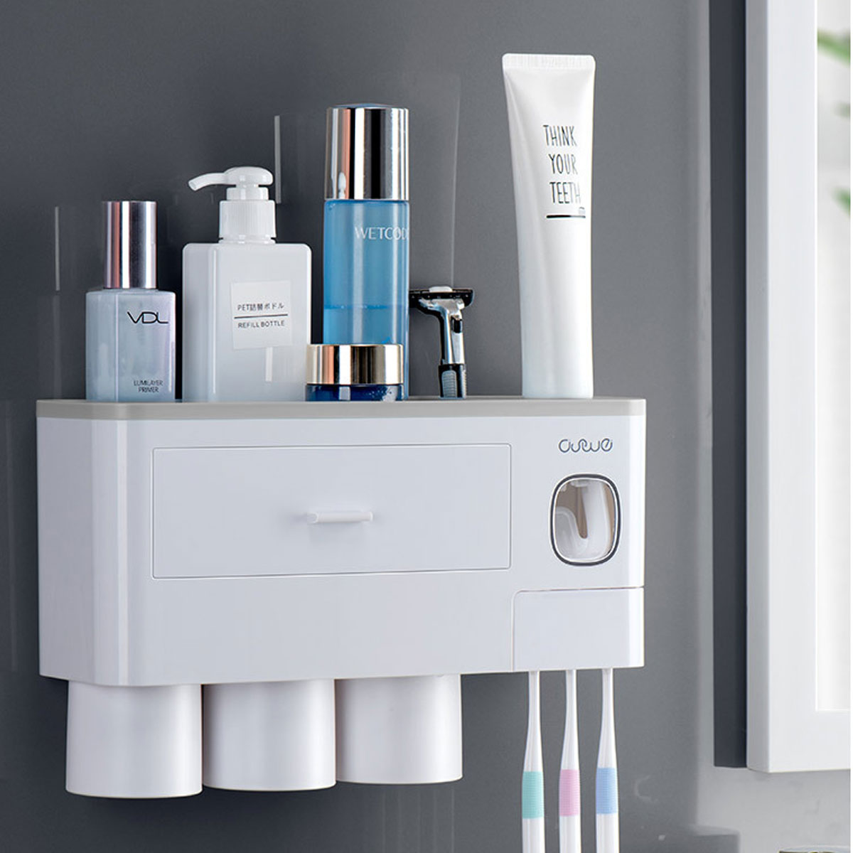 🪥All-in-One Magnetic Toothbrush Holder & Bathroom Organizer with Toothpaste Squeezer