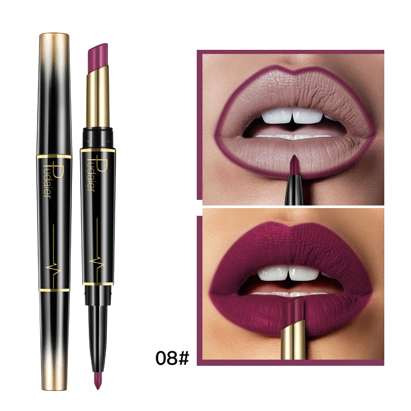 💄Double-Ended Lipstick & Lip Liner — Long-Lasting Matte, 16 Shades