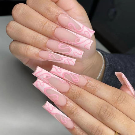 💅✨Heart Stripe Press-On Nails – Salon Glam in Minutes