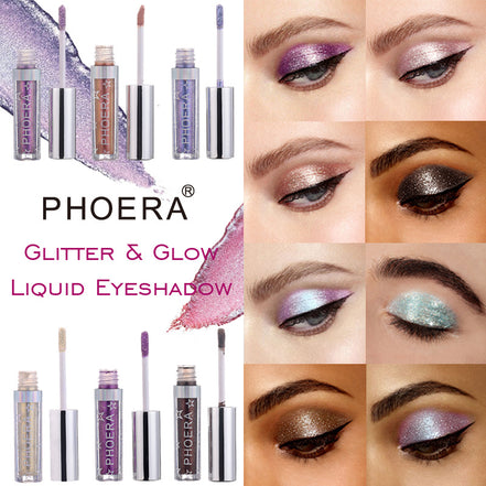 🌟PHOERA Magnificent Metals Glitter & Glow Liquid Eyeshadow – 12 Holographic Shimmer Shades | Long-Lasting Waterproof Glitter Eye Topper