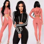 🔥Women’s Slim Fit Crop Hoodie Tracksuit Set – 2 Piece Casual Lounge & Streetwear Outfit