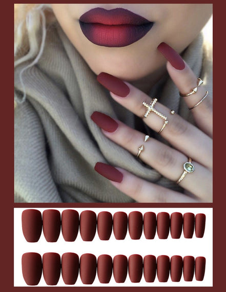 Waterproof Frosted ballet fake nails Benspiti