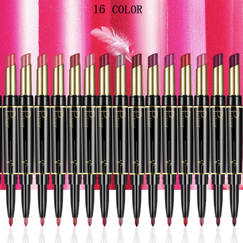 💄Double-Ended Lipstick & Lip Liner — Long-Lasting Matte, 16 Shades
