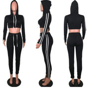 🔥Women’s Slim Fit Crop Hoodie Tracksuit Set – 2 Piece Casual Lounge & Streetwear Outfit