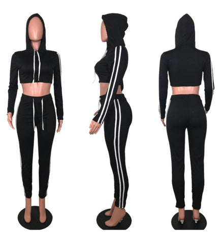 🔥Women’s Slim Fit Crop Hoodie Tracksuit Set – 2 Piece Casual Lounge & Streetwear Outfit