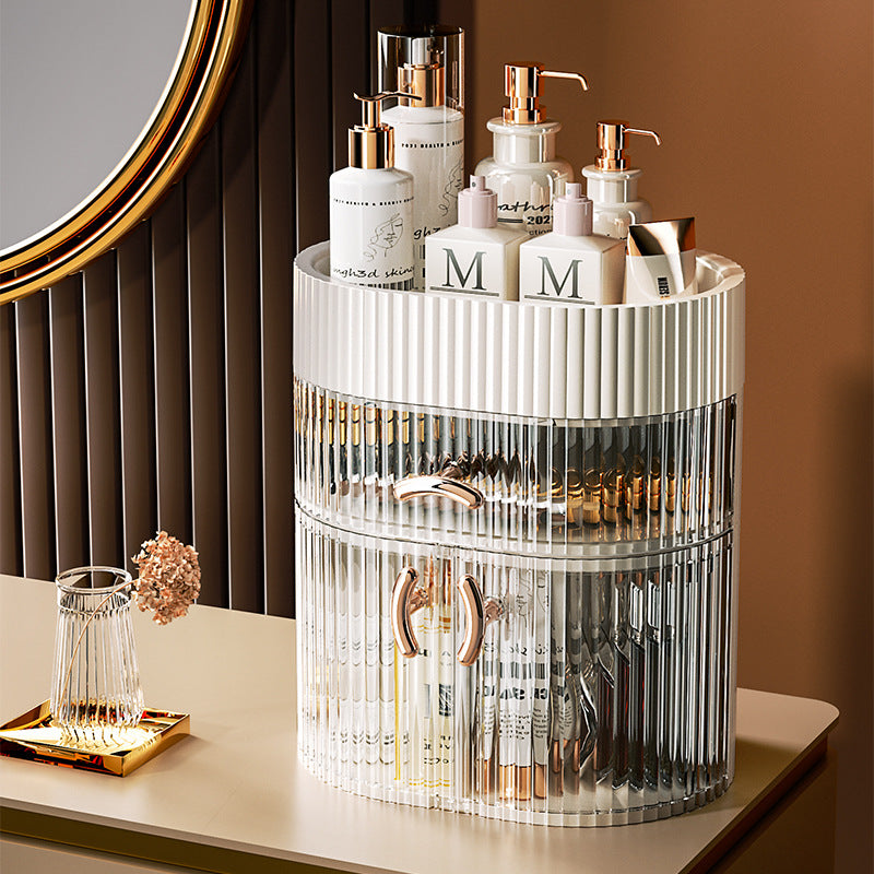 💎 Elegant Dustproof Cosmetic Storage Box – Multi-Layer Makeup Organizer for a Clean & Luxury Vanity