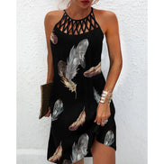 🔥Women’s Summer Floral Print Halter Neck Dress | Backless Flowing Beach & Casual Maxi Dress