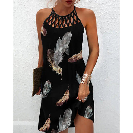 🔥Women’s Summer Floral Print Halter Neck Dress | Backless Flowing Beach & Casual Maxi Dress