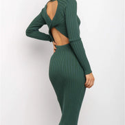 New Style Women's Suits Sweater Dresses Women's Solid Color Backless Bow Tight Dresses