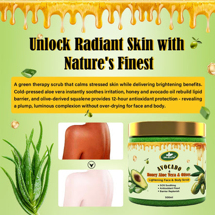 🥑Avocado & Olive Glow Body Scrub (500ml) – Deep Exfoliating + Skin Brightening Polish
