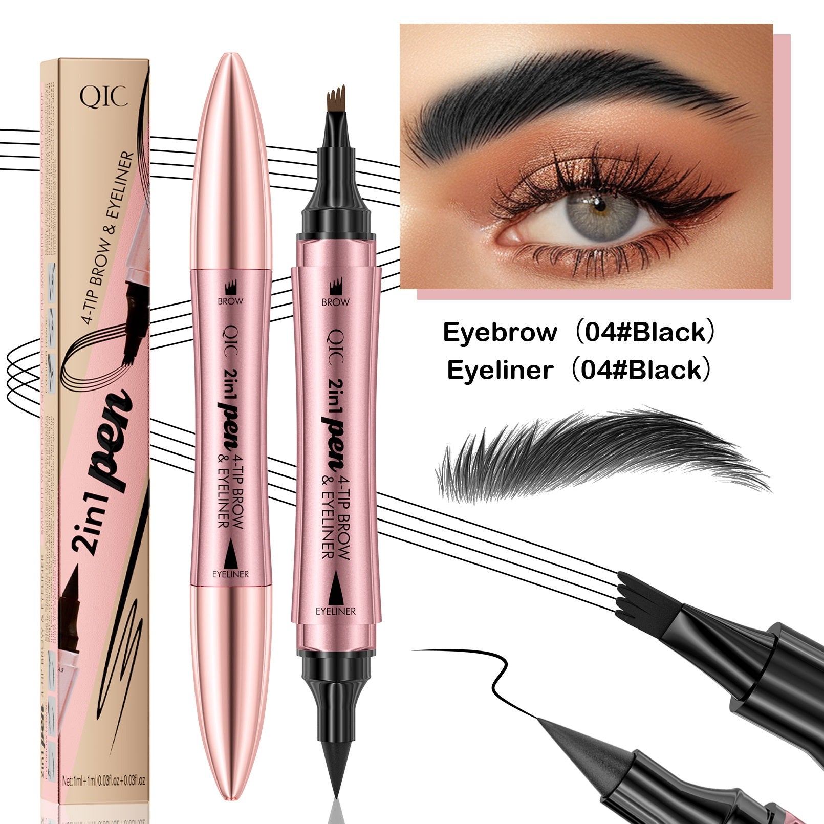 🔥4D Microblading Dual-Ended Eyebrow Pen™ – Natural Hair Stroke Brow + Precision Eyeliner (Waterproof & Smudge-Proof)