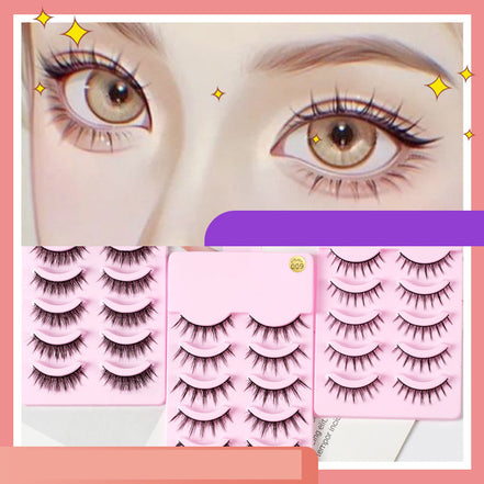 💖Anime Doll Eyes Manga Lashes (5 Pairs) – Natural Wispy Korean Cosplay Eyelashes