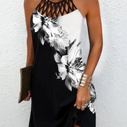 🔥Women’s Summer Floral Print Halter Neck Dress | Backless Flowing Beach & Casual Maxi Dress