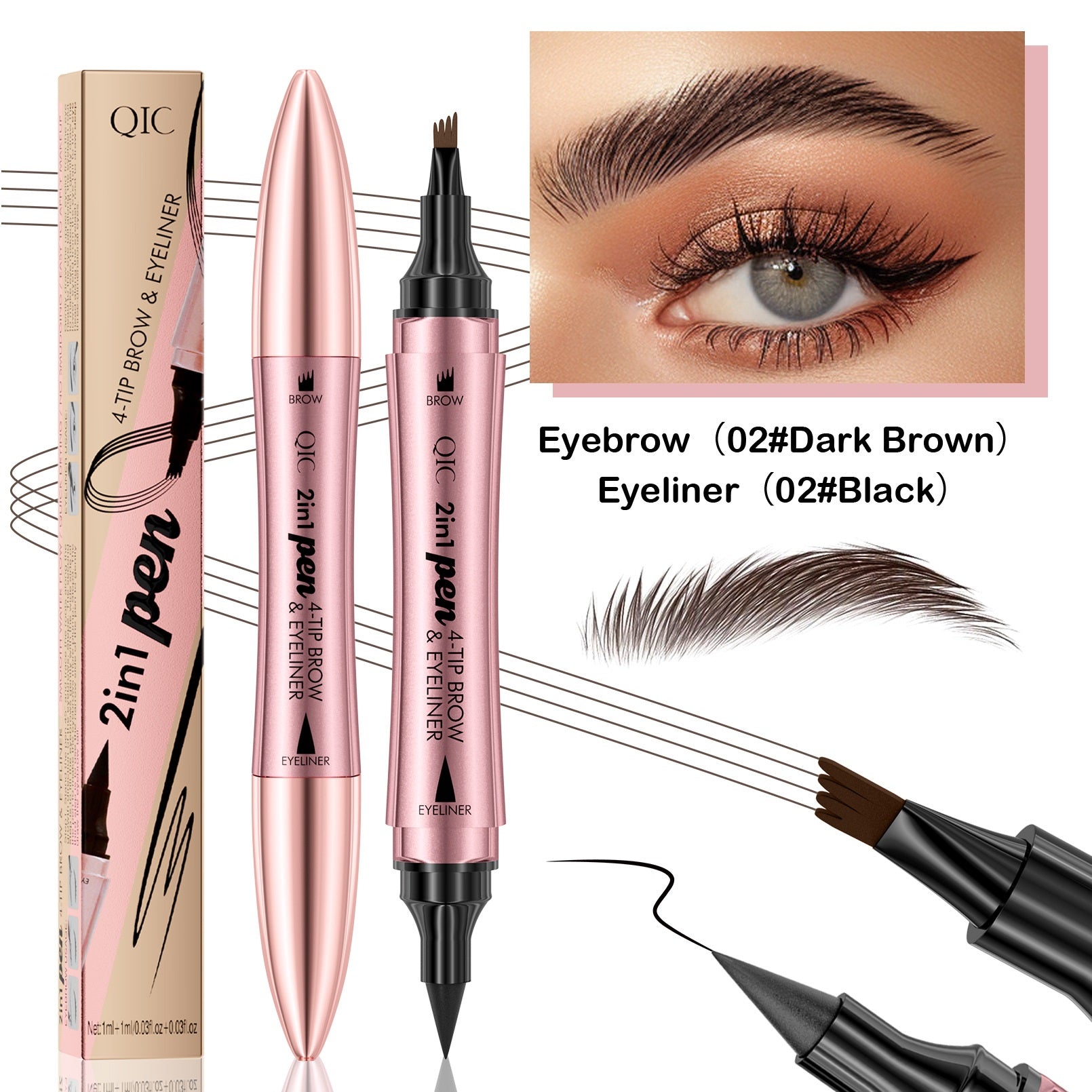 🔥4D Microblading Dual-Ended Eyebrow Pen™ – Natural Hair Stroke Brow + Precision Eyeliner (Waterproof & Smudge-Proof)