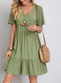 V-neck Short Sleeve Dress Summer Fashion Casual Loose Ruffled Dresses Beach Clothing Women