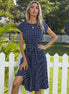 Summer Women Polka Dot Short Sleeve Dress Casual Bandage Party Pleated Midi Dresses Elegant Green Office Lady Clothing