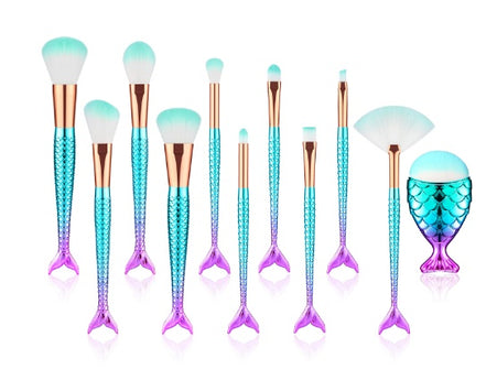 ✨ 11PCS Mermaid Makeup Brush Set (All-In-One Kit)